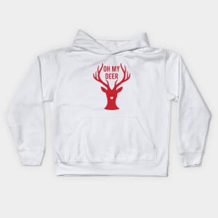 Oh my deer, red reindeer Kids Hoodie